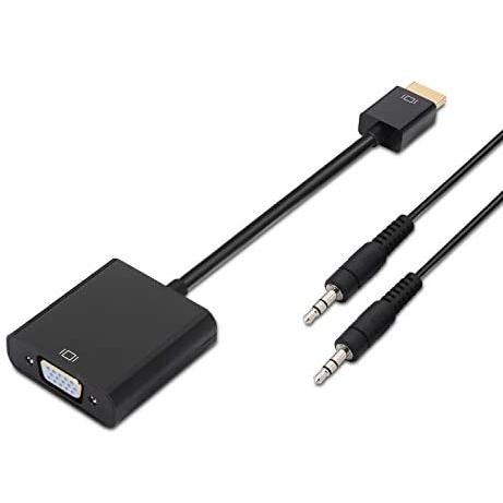 AISENS A122-0126 - Conversor HDMI a SVGA (Jack 3.5/H, 10cm+1 m para conectar la Pantalla VGA) Color Negro
