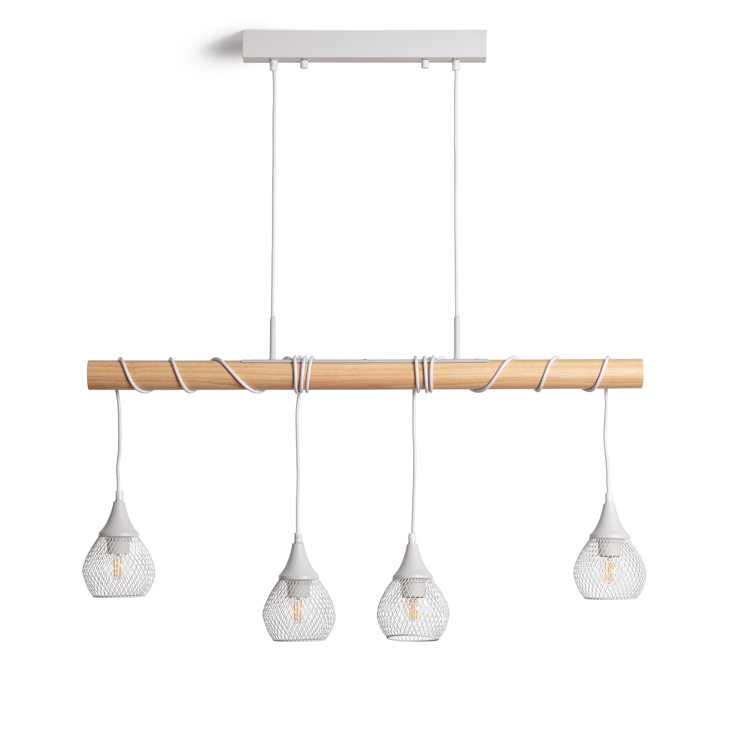 Ledkia Lámpara Colgante Madera y Metal Monah ILUZZIA - Diseño Nórdico Elegante para Iluminación Interior