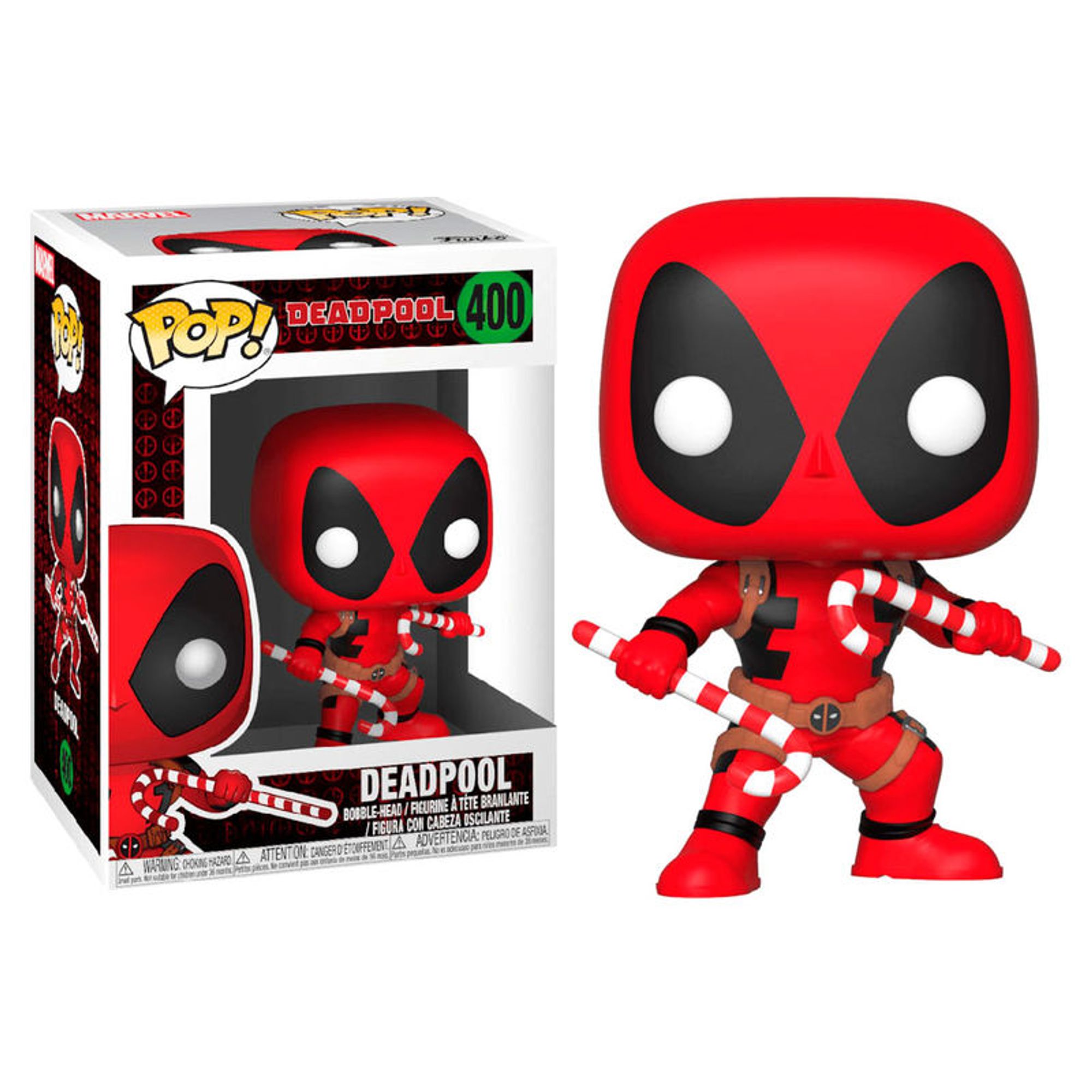 Figura Deadpool de Navidad para Coleccionistas, Muñeco Decorativo Vinilo Rojo con Dulces Navideños, Estilo Divertido y Detallado, Ideal para Regalo o Decoración Festiva