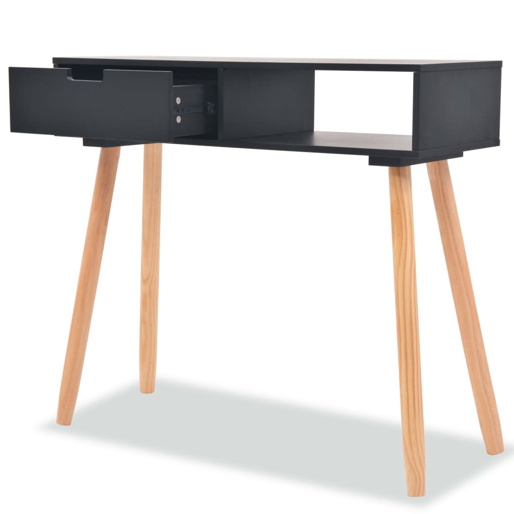 Vidaxl Mesa Consola de Madera Maciza de Pino 80x30x72 Cm - Color Blanco, Negro, Marrón