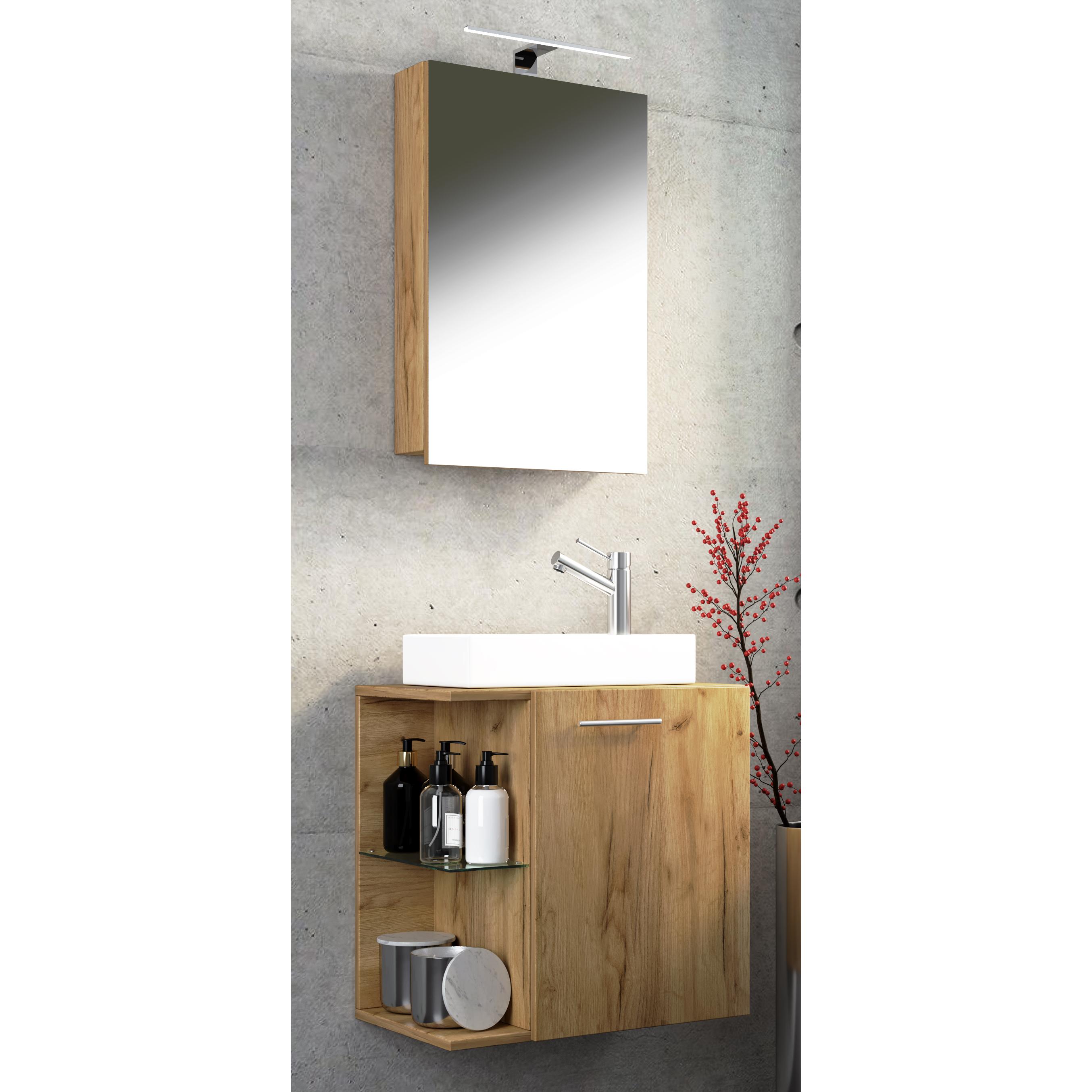 Conjunto de muebles de baño de 3 piezas WC de invitados lavabo de baño de invitados pequeño y estrecho Hausa SC Conjunto de muebles de baño de 3 piezas WC de invitados lavabo de baño de invitados pequeño y estrecho Hausa SC