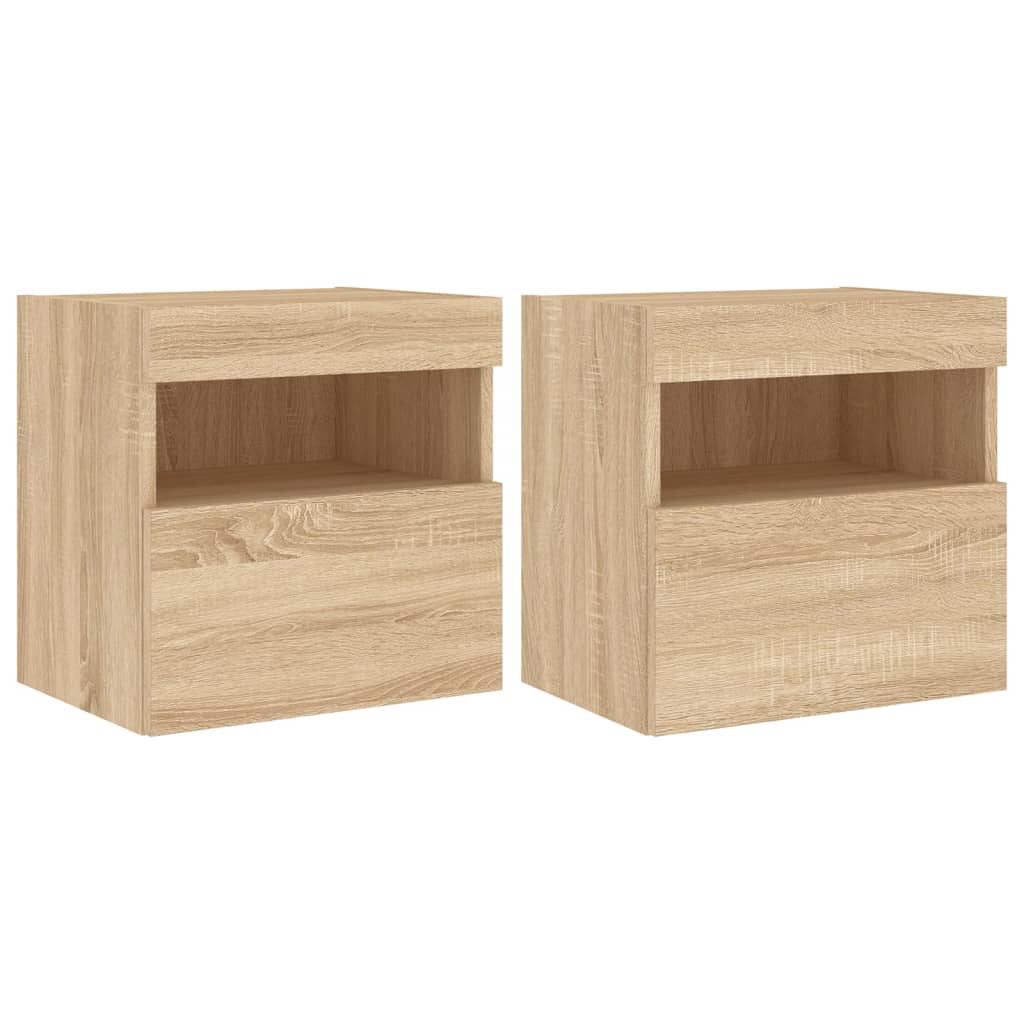 vidaXL Muebles TV de pared luces LED 2 uds 40x30x40 cm, Mueble de Salon, Mueble TV, Mueble TV salon, Mesa de TV, Mueble tele