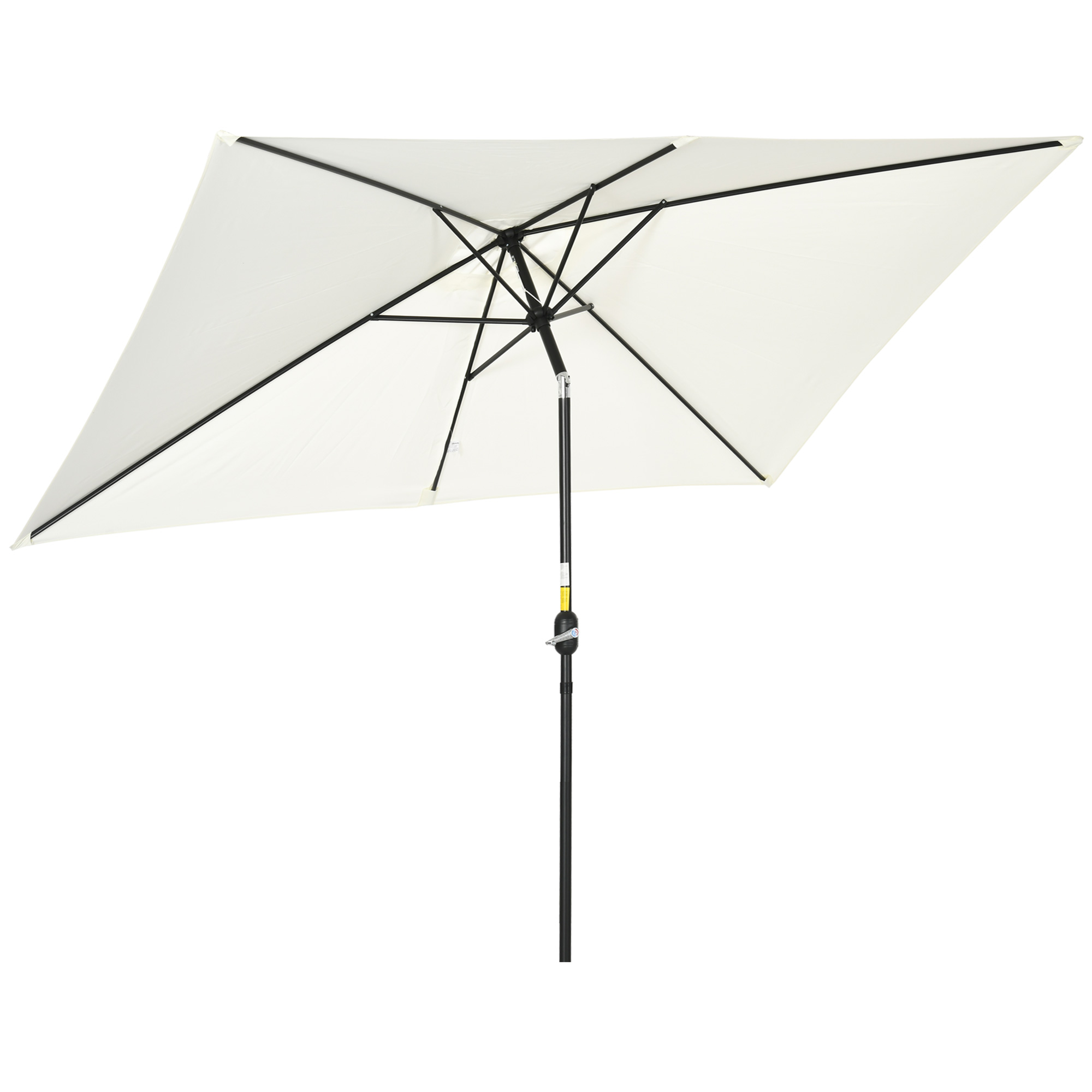 Outsunny Sombrilla de Aluminio 198x296x255 cm Parasol Rectangular de Jardín Inclinable con Manivela y Poste Desmontable para Terraza Piscina Patio Exterior