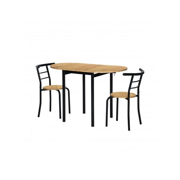 MOMMA HOME CONJUNTO MESA COCINA EXTENSIBLE Y 2 SILLAS ROBLE - MESA COMEDOR EXTENSIBLE, MESA COCINA PLEGABLE Raíz Mesas de Cocina Inicio Mesas y Sillas de Cocina Muebles de cocina Mesas de cocina extensibles MommaHome