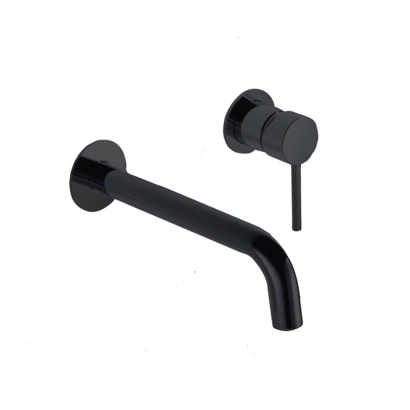Imex Etna GLT023/NG grifo de lavabo monomando negro mate empotrable a pared de 2 cuerpos