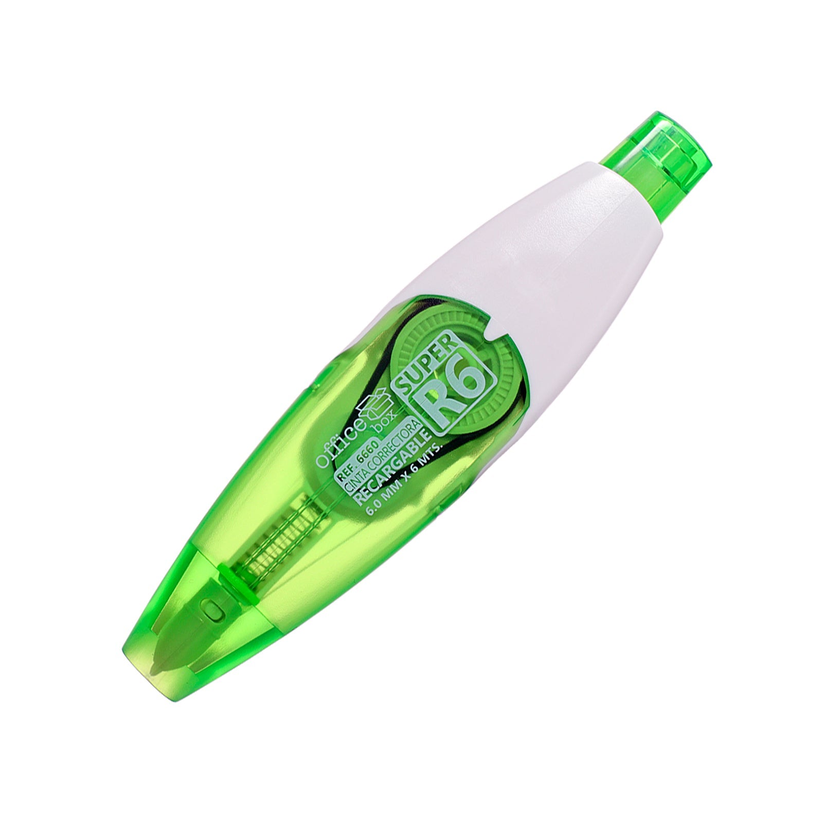 SDI Super R6 + 3 Recambios- Cinta Correctora Retráctil y Recargable de 6 mm de Ancho. Verde