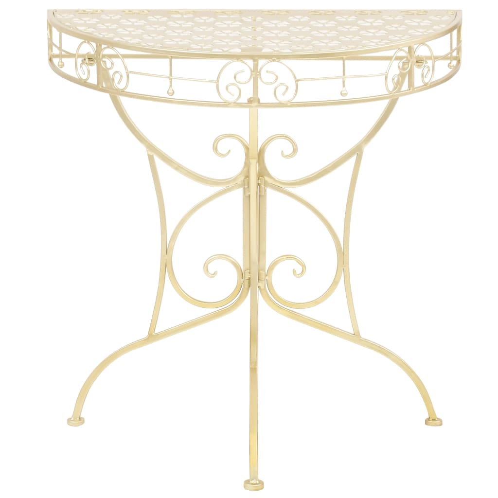 Vidaxl Mesa Auxiliar Vintage Metal Semicircular Dorado 72x36x74 Cm