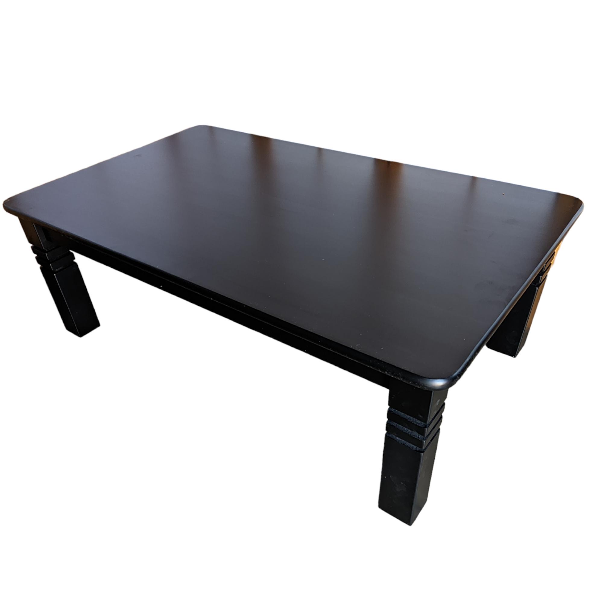 Mesa de Centro Futonia Rectangular de Madera de Roble de Malasia y Caucho, Color Wengue