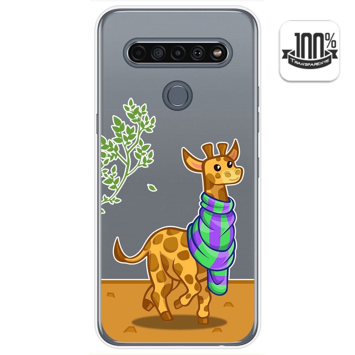 Tumundosmartphone Funda Gel Transparente para Lg K61 diseño Jirafa Dibujos