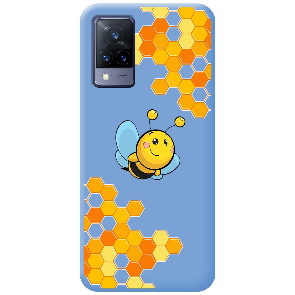 Funda Silicona Líquida Azul para Vivo V21 5G diseño Abeja Dibujos