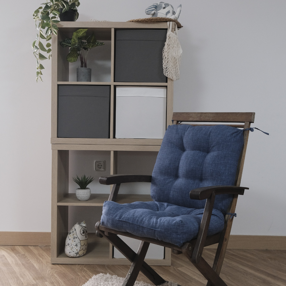 REINO MANSIDI 1 und Cojines 90x45x10cm con Respaldo para Sillas de Terraza Azul - Cómodos y Llamativos