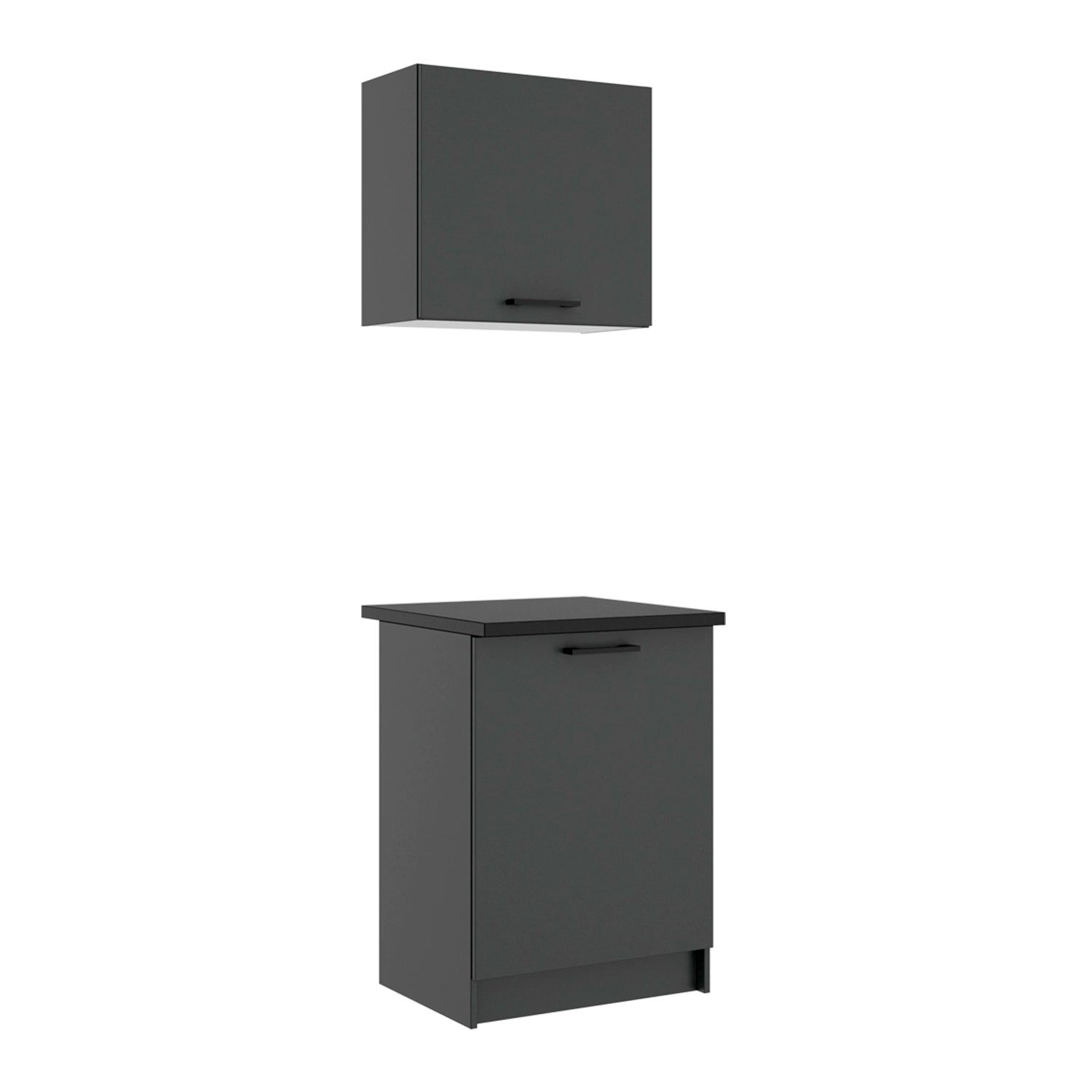 Conjunto de 2 módulos de cocina superior e inferior kirsten y  negro y grafito para hogar moderno mueble de almacenaje  - Homekit