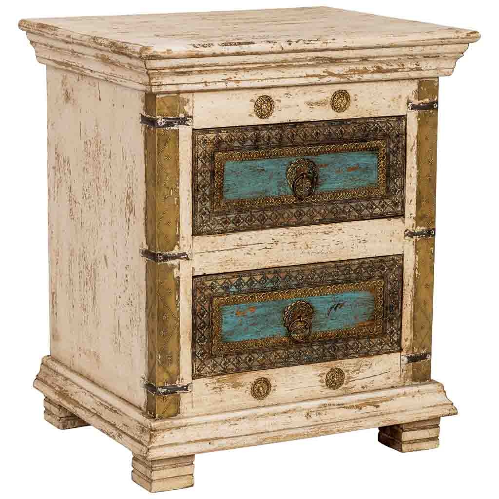 Wonderlust Deco - Mesita de noche de madera artesanal blanca 50x40x60h cm Blanco 50x40x60h cm