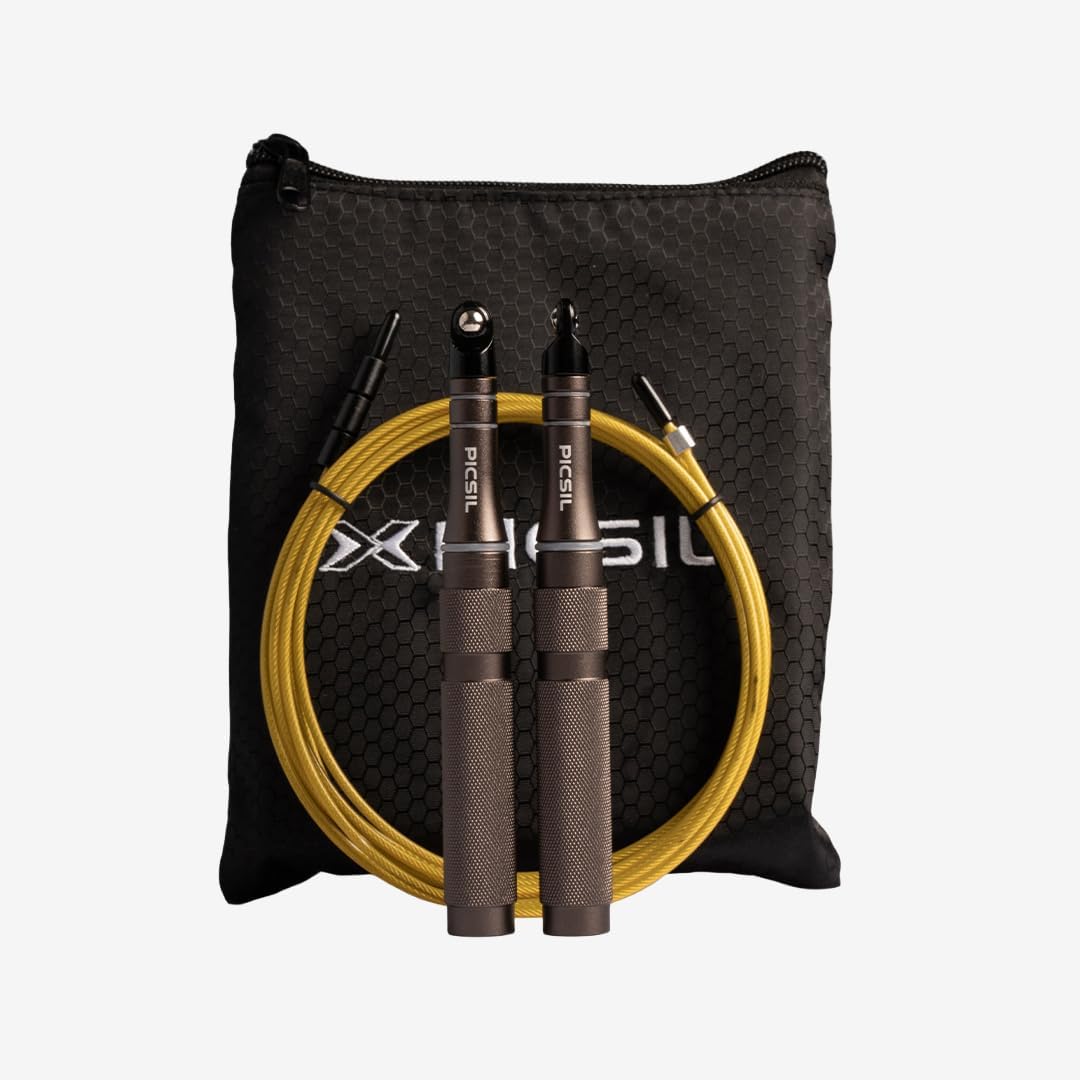 PICSIL - Rook, Comba de Iniciación, Mango en Aluminio, Cable en Acero con Recubierto en PVC, Cuerda para Saltar Resistente y Ligera, Salto Doble, Ideal en Cross-training, Boxeo, Fitness
