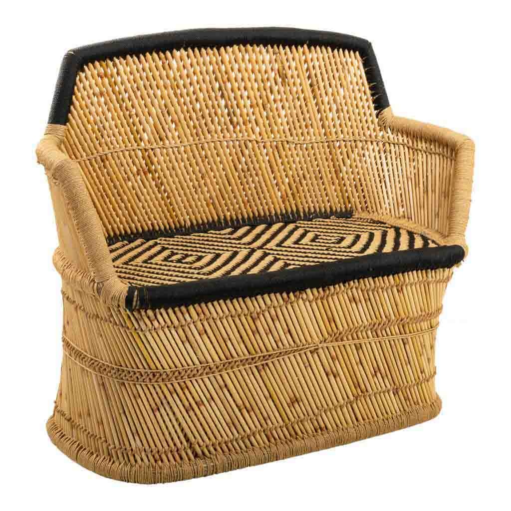 Wonderlust Deco - Sofá de 2 plazas de bambú marrón 103x46x90 Multicolor 103x46x90h cm