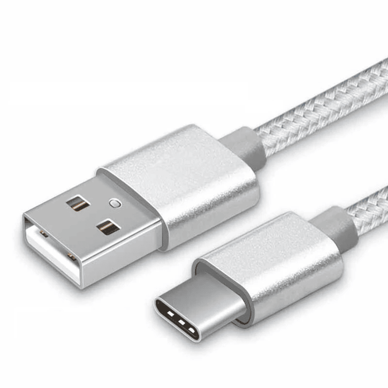 CABLEPELADO Cable USB C | Cable USB C Nylon Trenzado | Carga Rápida | 2A | Compatible con Samsung Galaxy S20/10/9/ Note 10/9, Xiaomi Mi 10/9, Controlador PS5/Xbox Series X/S, etc | 3 Metros | Plateado