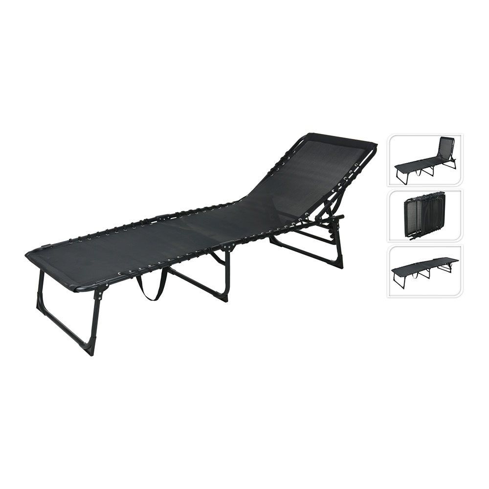 Tumbona plegable metálica negra
