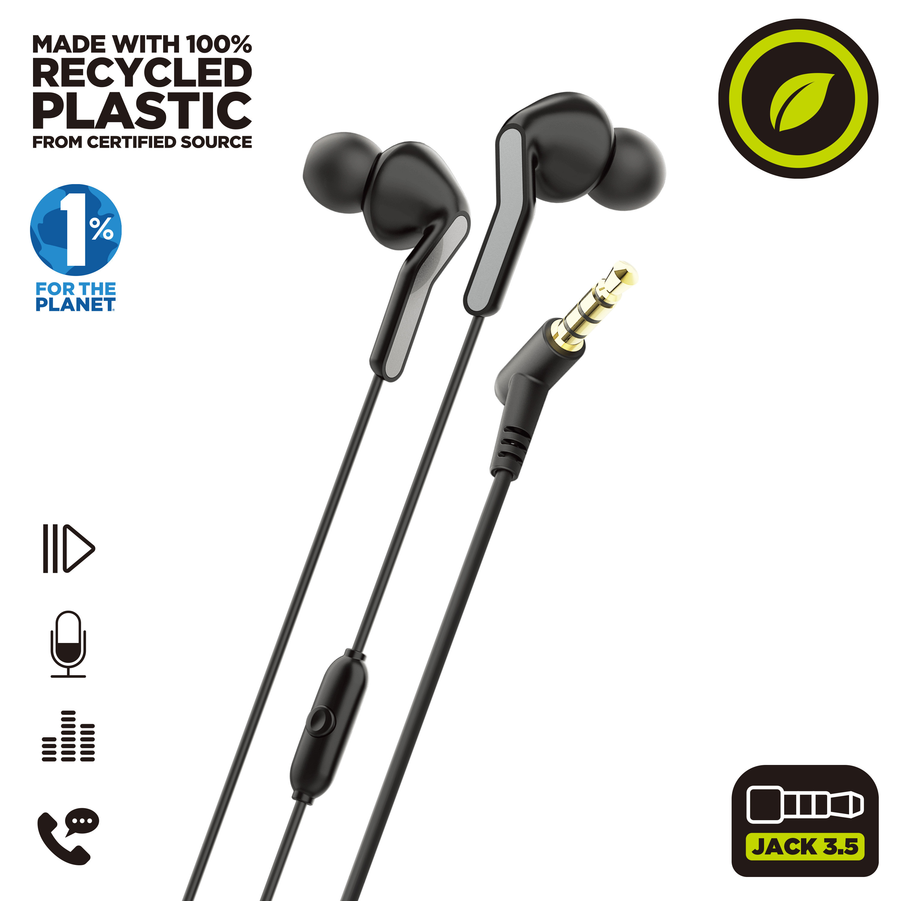 muvit for change auriculares estéreo E57 3.5mm negro