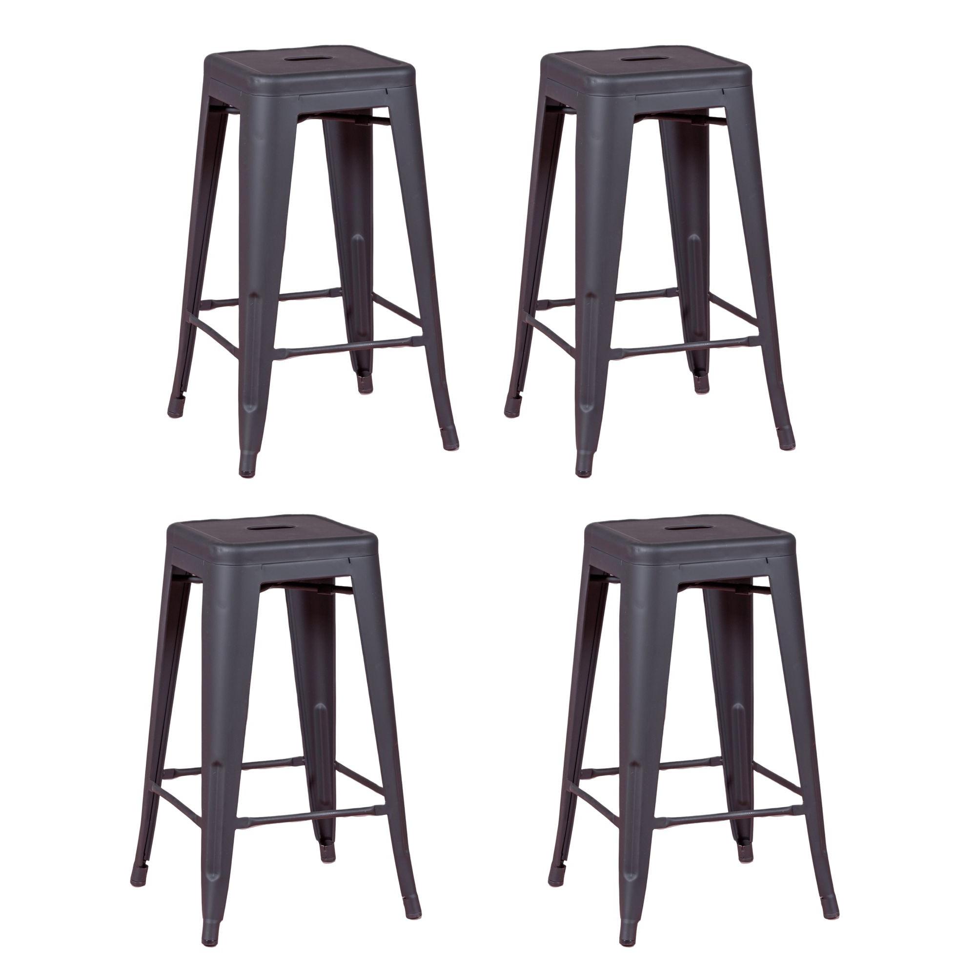 Nest Dream - Pack de 4 taburetes metálicos de 66 cm de altura - Bistro