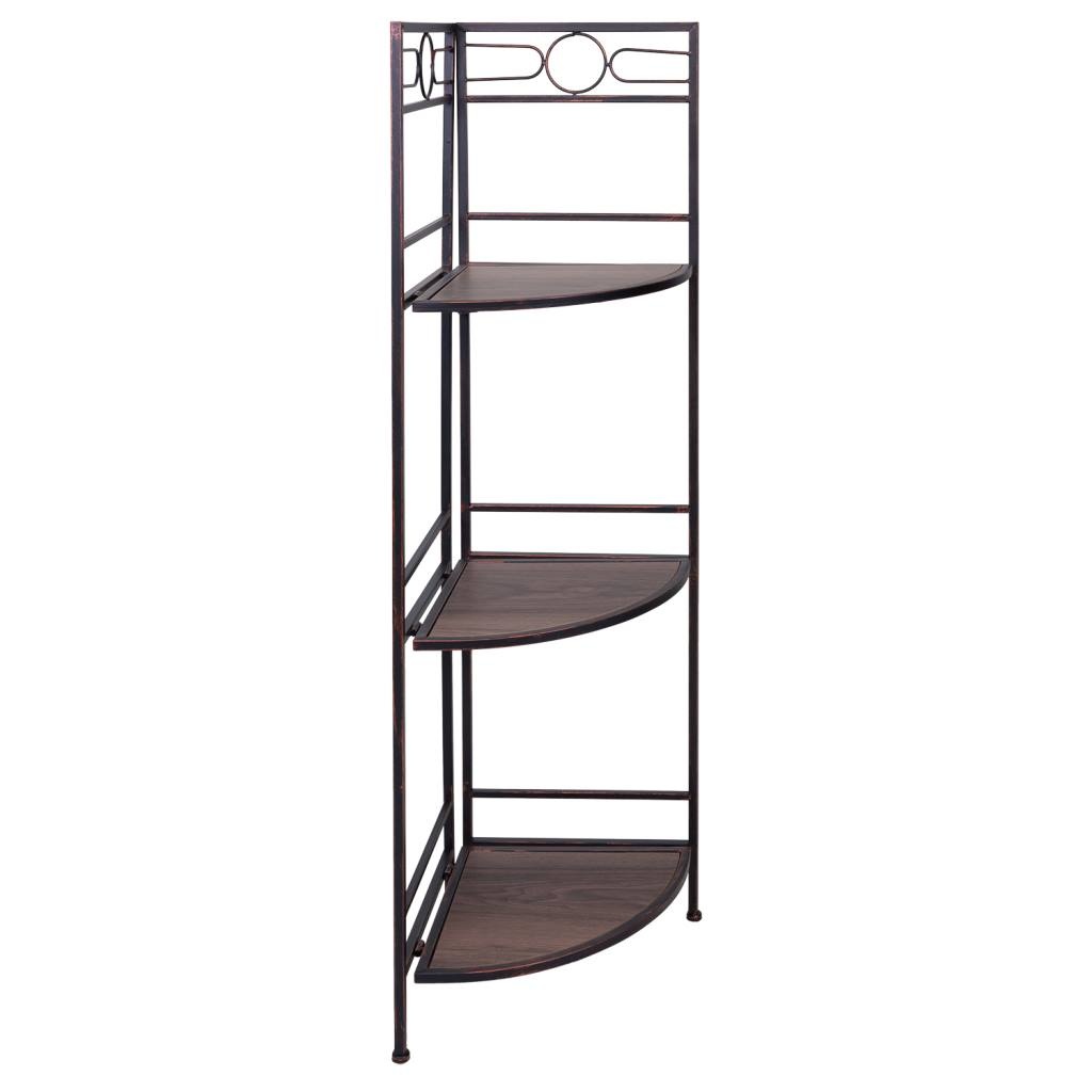 WANDERLUST DECO Estantería rinconera de madera y metal negra 50x36x126h cm