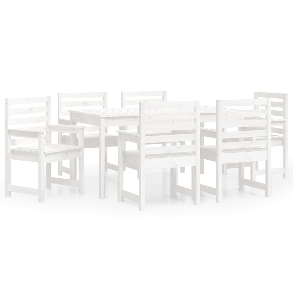 vidaXL Juego de comedor de jardín 7 piezas madera maciza pino blanco