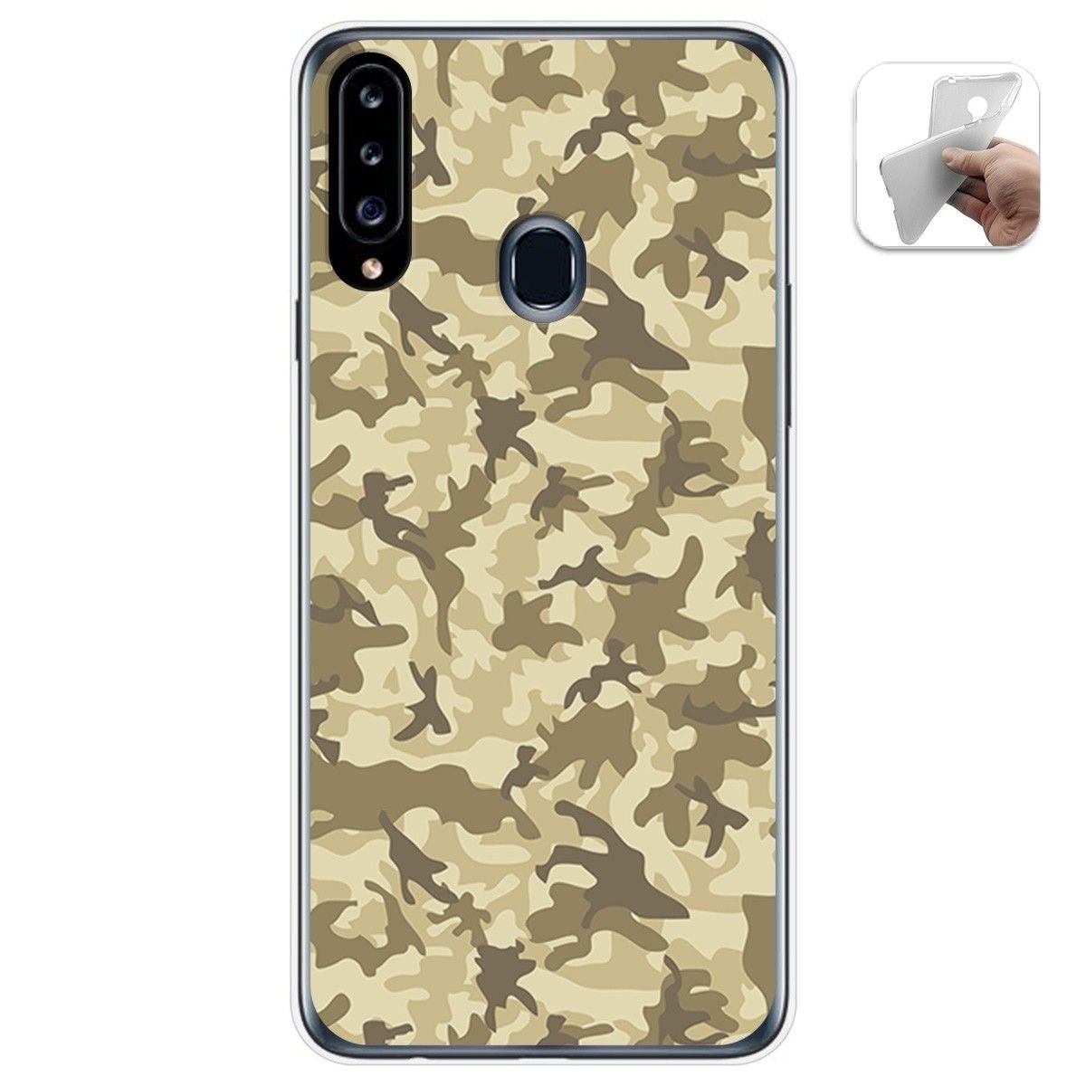 Tumundosmartphone Funda Gel Tpu para Samsung Galaxy A20s diseño Sand Camuflaje Dibujos