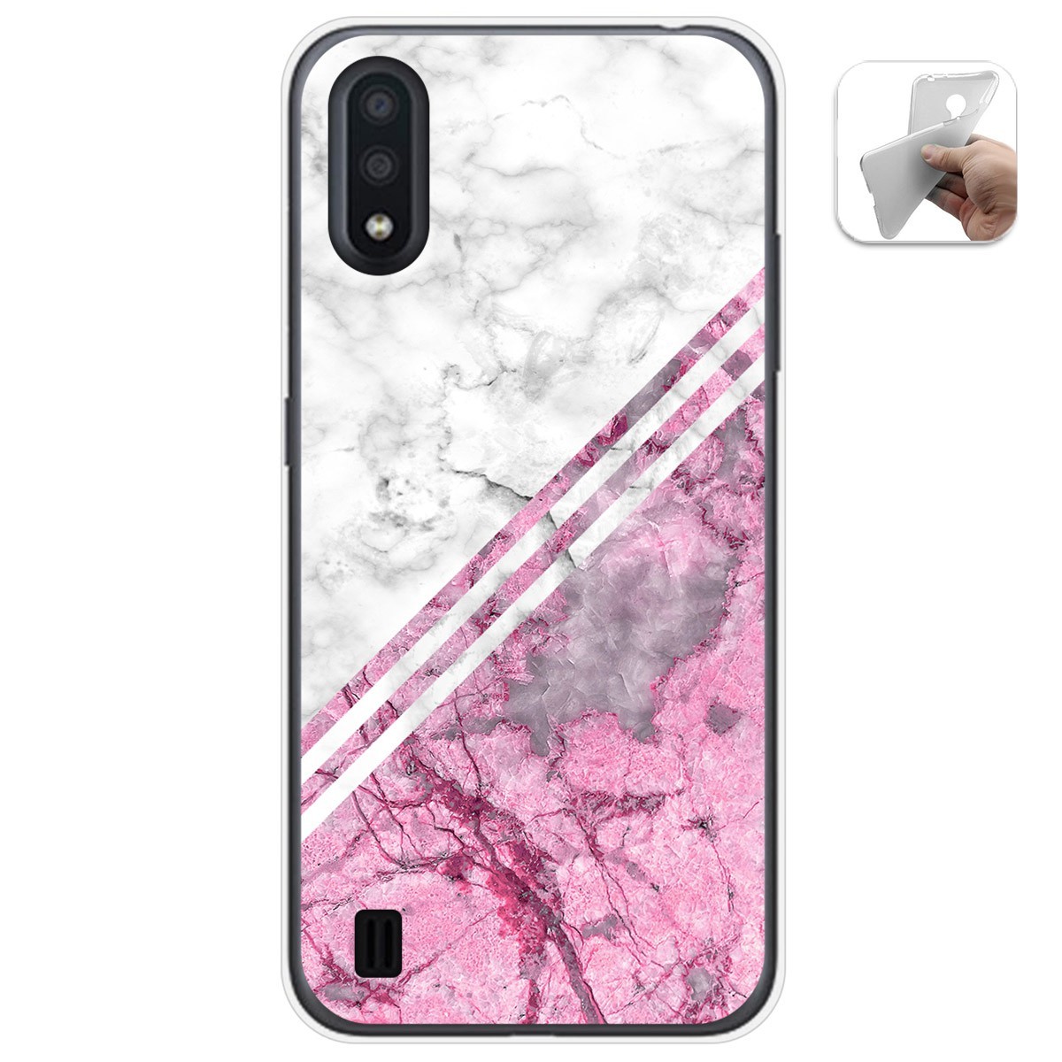 Tumundosmartphone Funda Gel Tpu para Samsung Galaxy A01 diseño Mármol 03 Dibujos