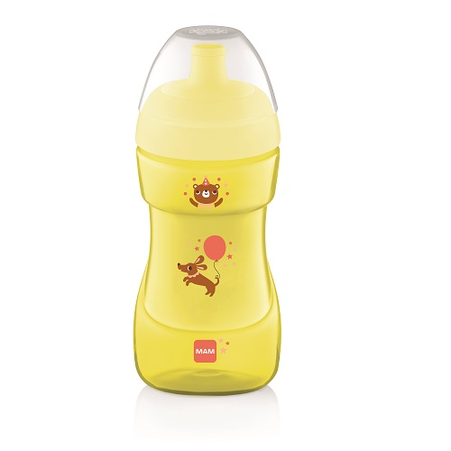 Vaso Mam Sports Cup 330 Ml Verde Con Tapon Amarillo - Innovador Tapón Deportivo