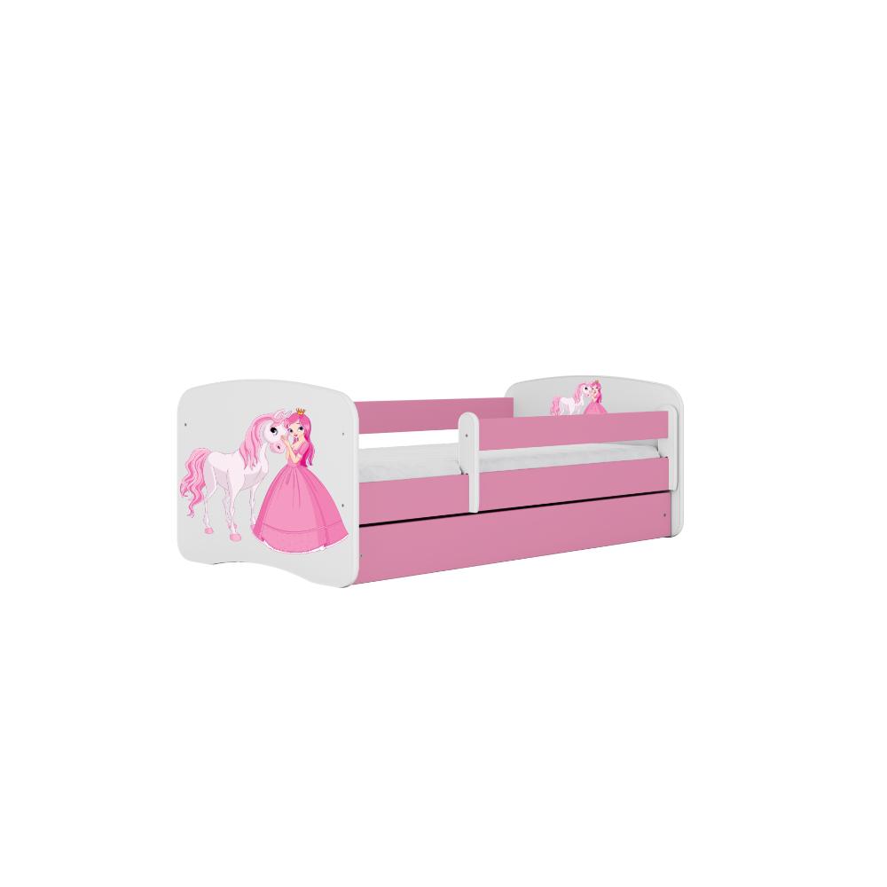 Cama 180 x 80 cm Kocot Kids com colchão BabyDreams Princess and Horse Pink