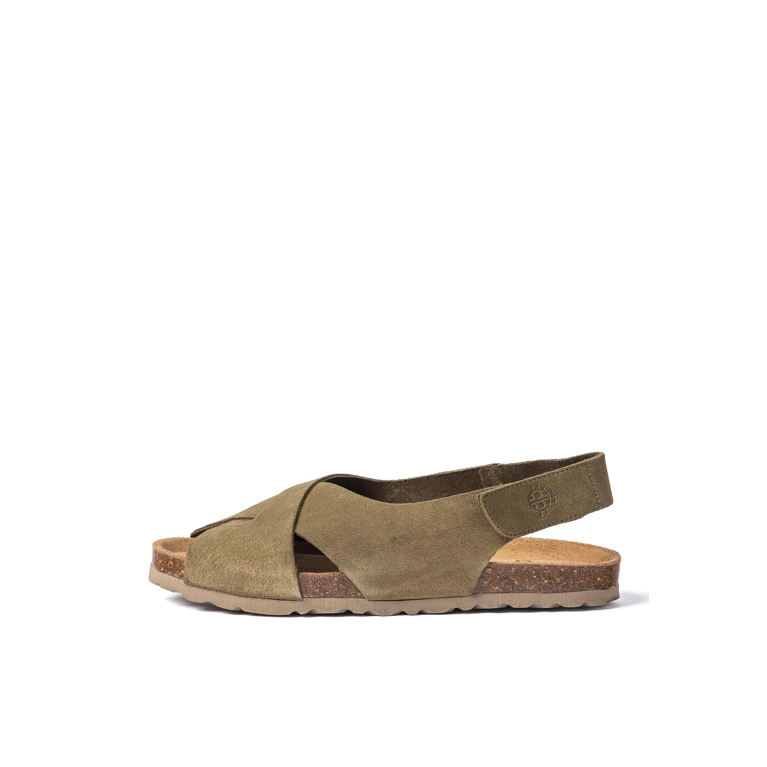 YOKONO sandalia plana VILLA-175 VERDE | Zapatos mujer Primavera-Verano | Piel vacuna  Serraje | 2 CM