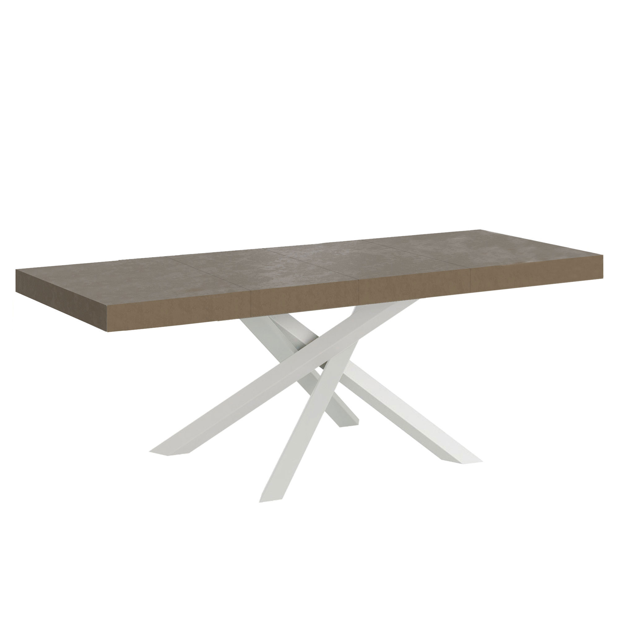 Mesa extensible Volantis Premium gris paloma 200/460x90 cm con patas blancas - Itamoby