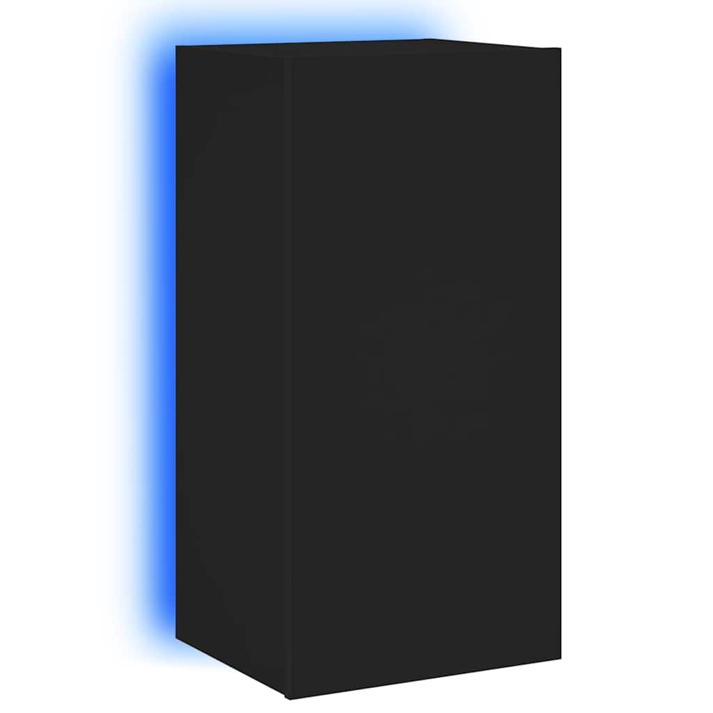 vidaXL Mueble de TV de pared con luces LED negro 40,5x35x80 cm