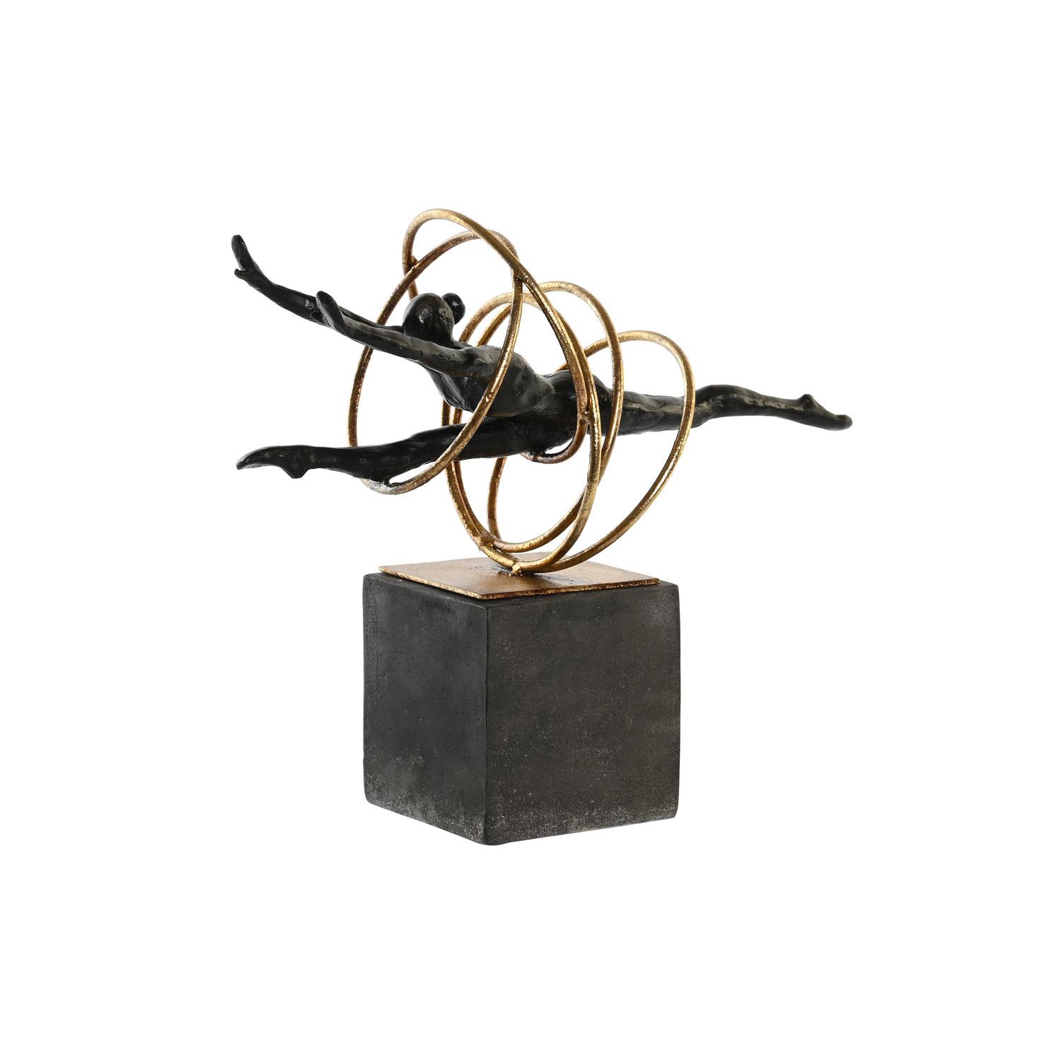 FIGURA RESINA METAL 36X14X29,5 GIMNASTA NEGRO FD203236