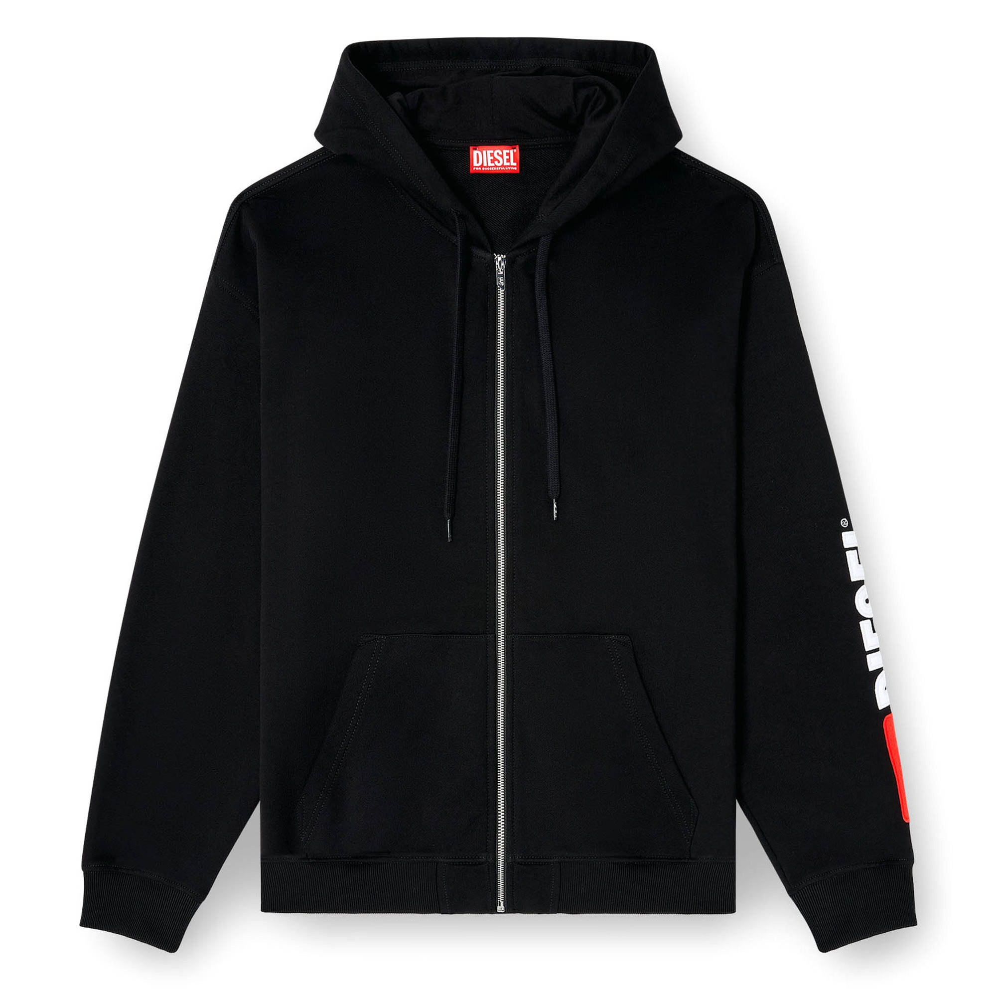 DIESEL Chaqueta sudadera para hombre - S-BOXT-ZIP-HOOD-DIV, con capucha, color liso S-BOXT-HOOD-ZIP-DIV