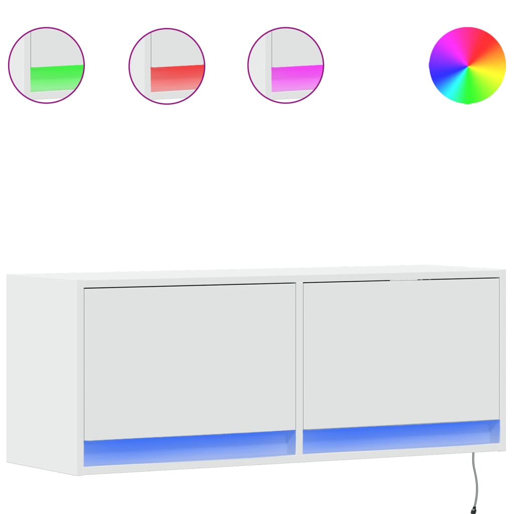 vidaXL Mueble de TV de pared con luces LED blanco 100x31x35 cm