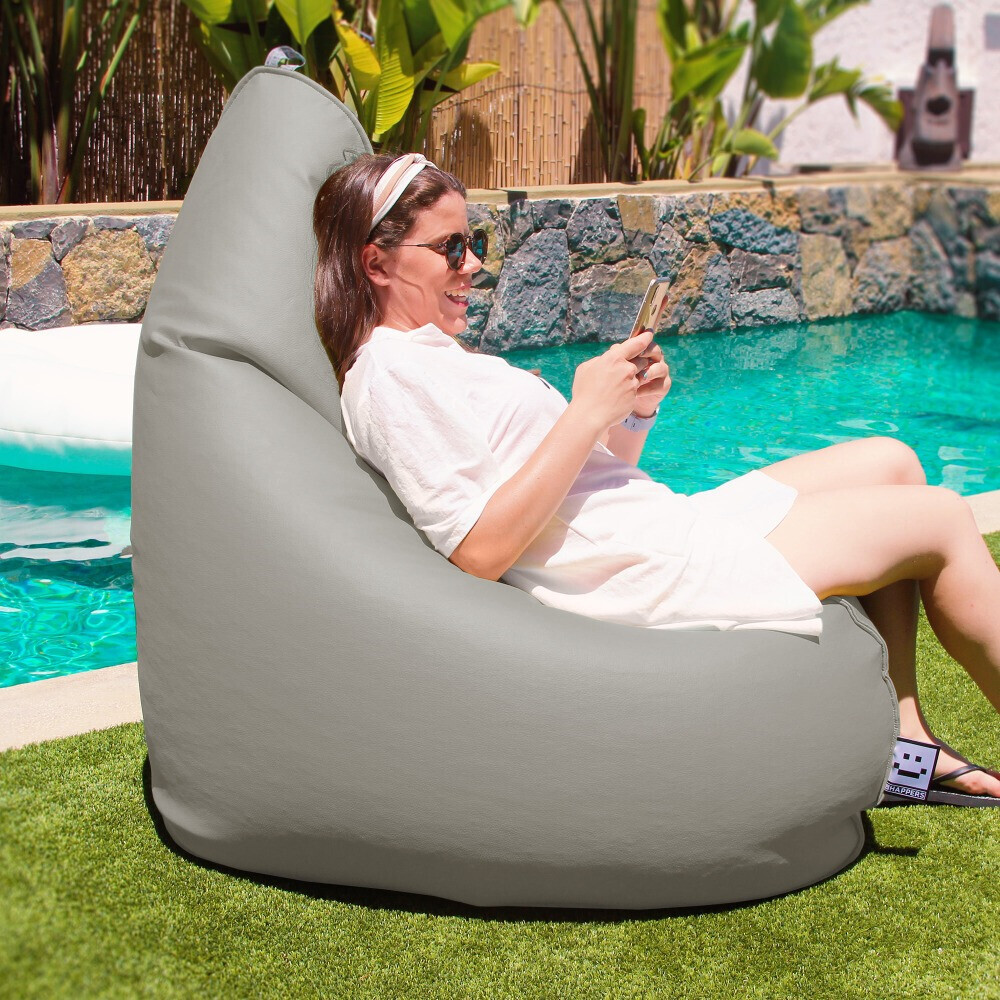 Puff Pera Relax Polipiel para Exterior o Interior Gris Claro HAPPERS - Cómodo, ligero y resistente. Make it Happers®