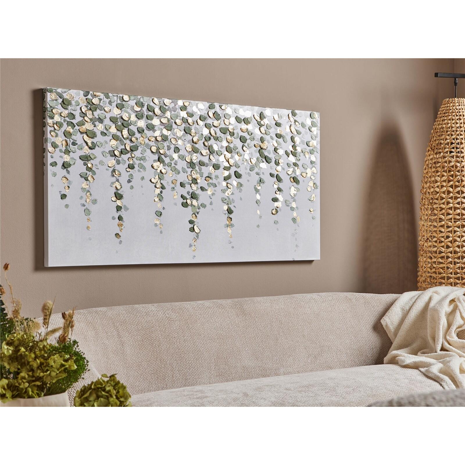 Lienzo impr. ramas colgantes verde y oro 70% oleo 120x60 cms. 120x3x60 cms. El mejor complemento para tu hogar.
