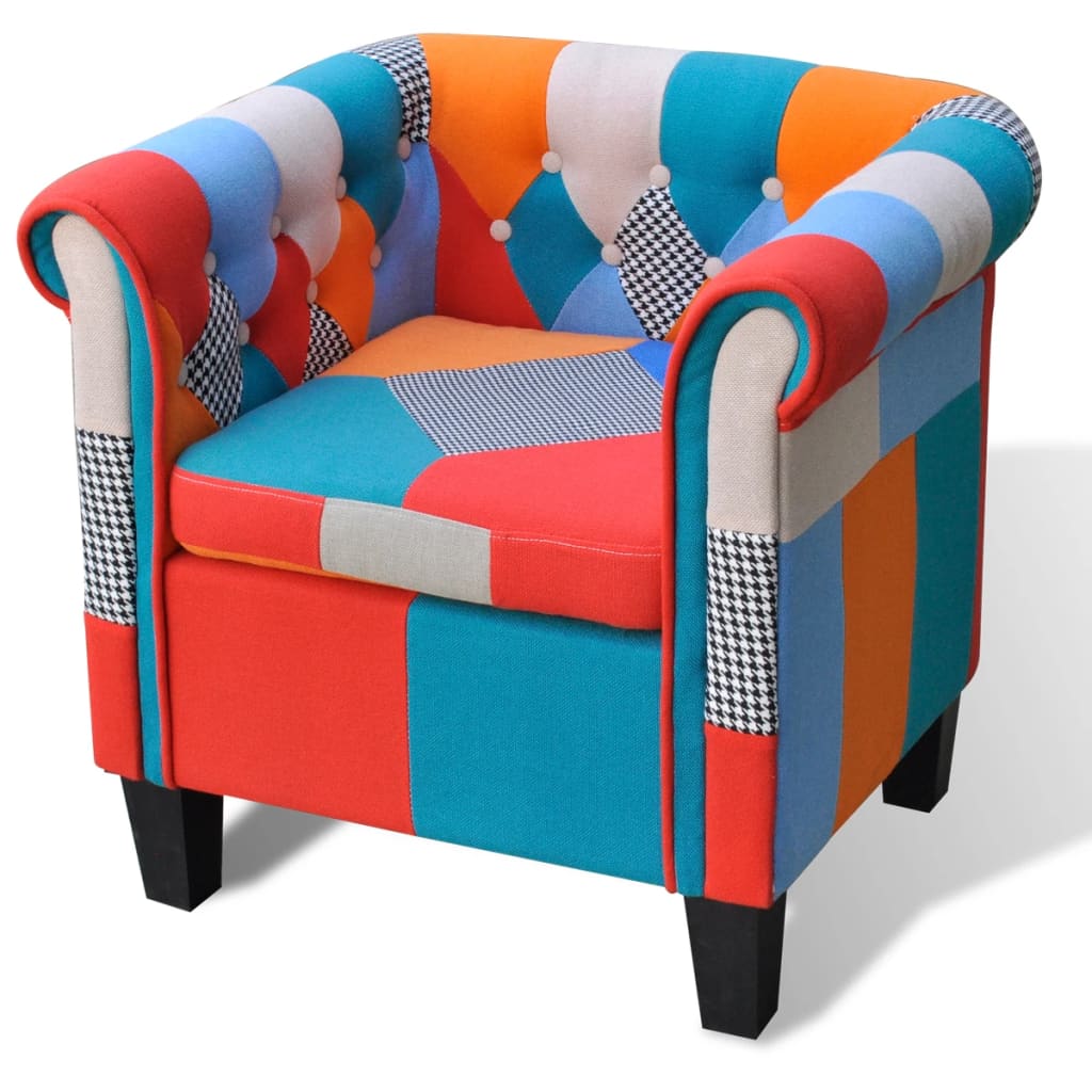 vidaXL Sillón con diseño de retales de tela Patchwork