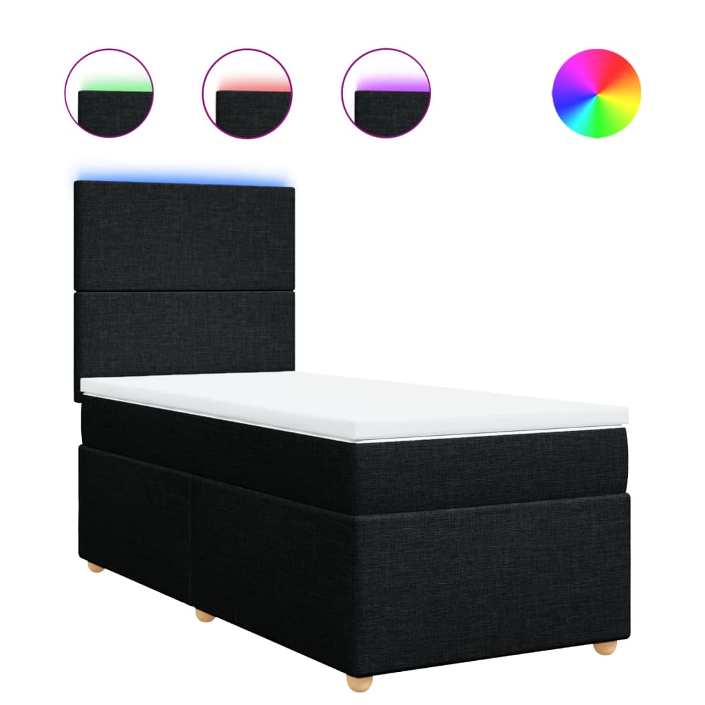 vidaXL Cama box spring con colchón tela negro 100x200 cm