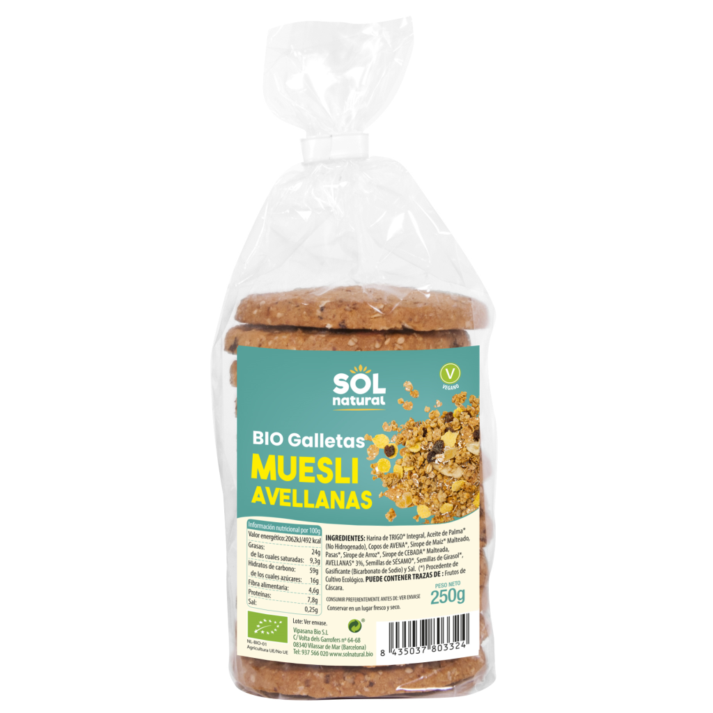Galletas de muesli y avellanas Bio Sol Natural