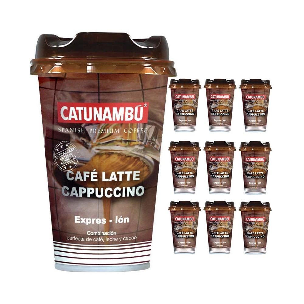 Catunambú - 10 Café Latte Cappuccino Catunambú. Para llevar. Professional Spanish Premium Coffe 220ml. 8436576473016