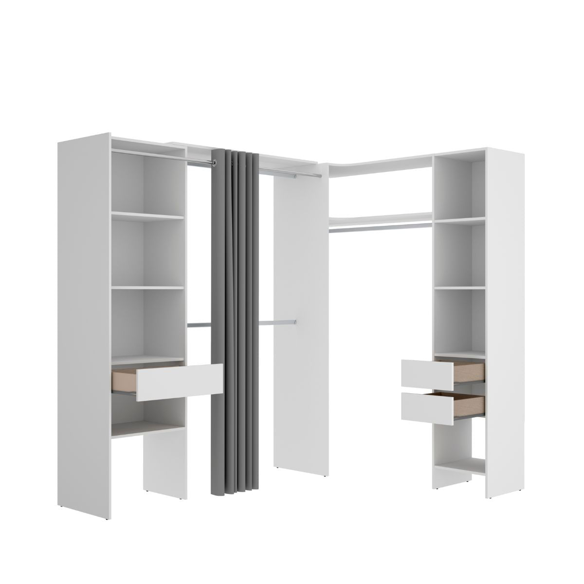 Armario vestidor Suit reversible 3 cajones + 3 barras + 2 columnas 205x164-214x141 cm