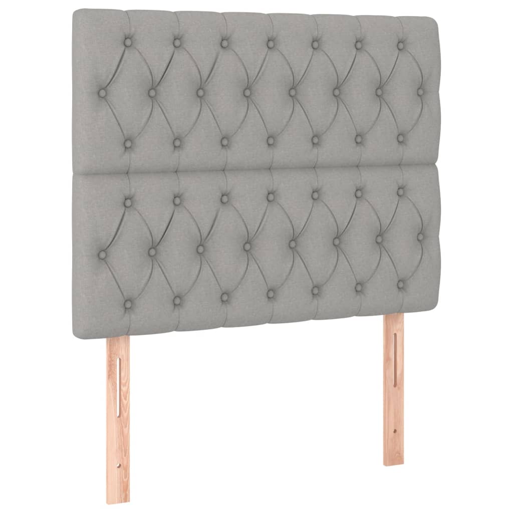 vidaXL Cabecero con luces LED tela gris claro 90x7x118/128 cm