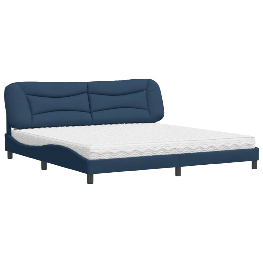 vidaXL Cama con colchón Hvar tela azul 200x200 cm