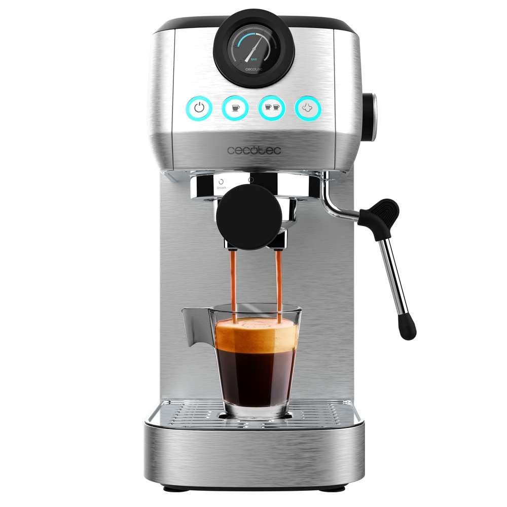 Cecotec Espresso Coffee Maker Compact Power Espresso 20 Steel Pro with 1350W, 20 Bar Pressure, Thermoblock System, and 1.3L Water Tank, Ideal for Home and Office Use
