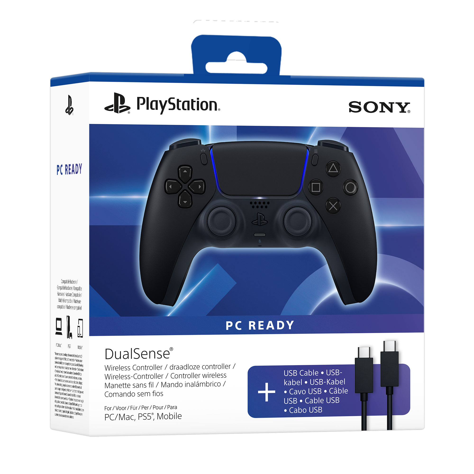 DualSense MIDNIGHT BLACK + Cable USB PC-READY Oficial PS5/PC/MAC/MOVIL - PlayStation