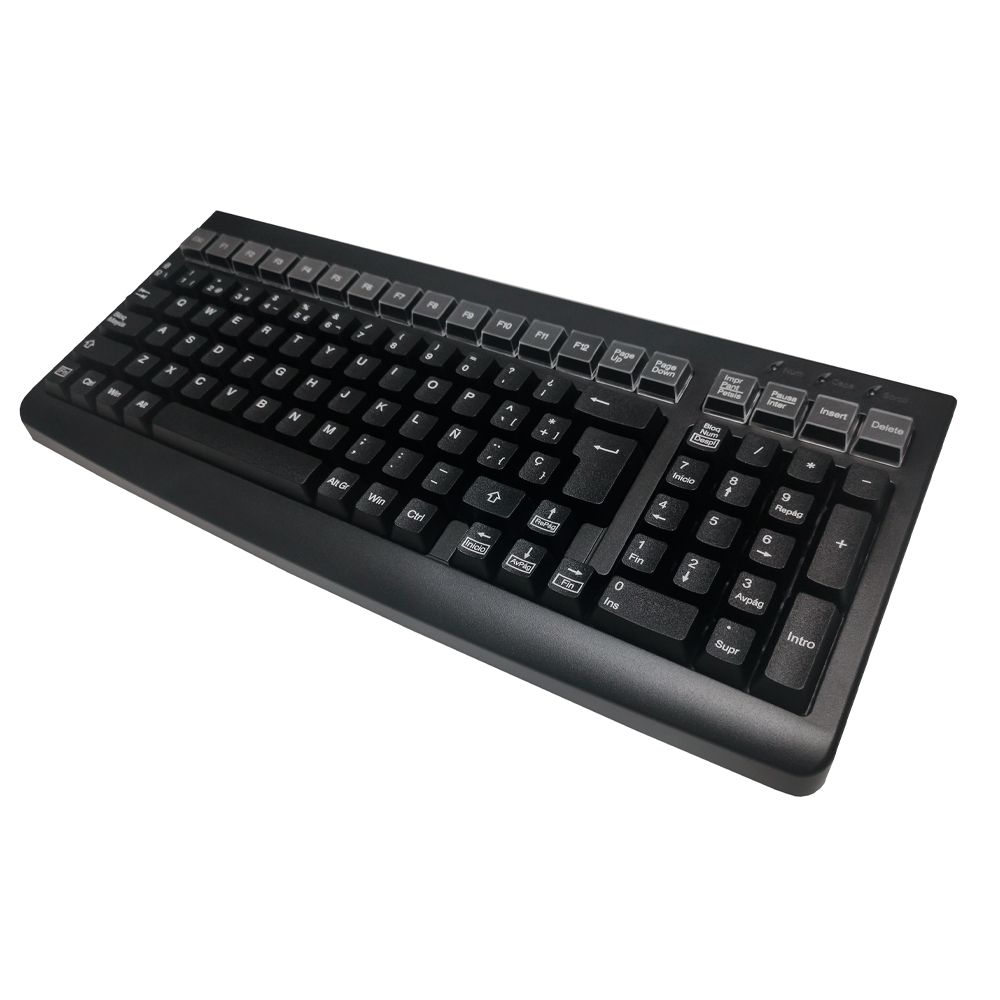 Mustek - Teclado MKB-800 para oficina y hogar, membrana silenciosa, conexión USB 0.8 m, compatible con Windows, Linux y Android, diseño compacto negro