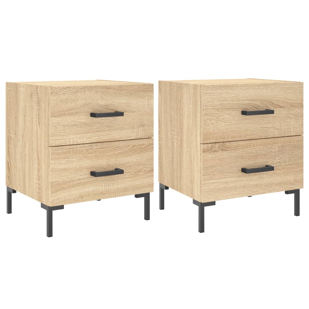 Vidaxl Mesita Noche 2 Unidades Madera Ingeniería 40x35x47,5cm Blanco