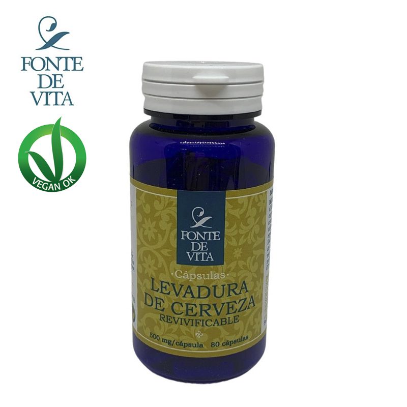 Fonte de Vita – Saccharomyces cerevisiae (Levadura de cerveza revitalizada) 80 cápsulas de 400 mg por cápsula