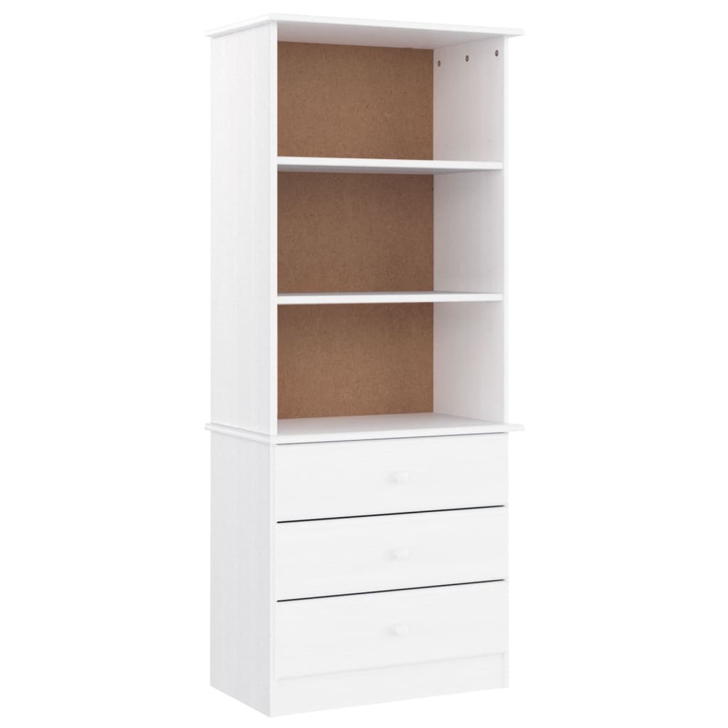Vidaxl Librería Alta con Cajones de Madera Maciza de Pino 60x35x142 Cm Natural y Blanco